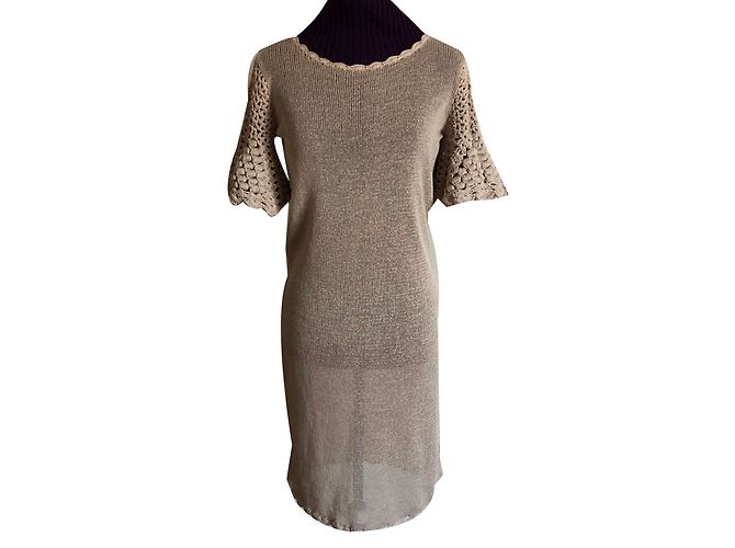 By Malene Birger Strickkleid aus Leinen Beige