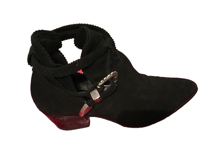 Sandro Black Deerskin Ankle Boots 40