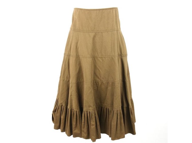 Ralph Lauren Ralph   Lauren  Maxi Skirt Brown Khaki Silk Cotton  ref.63854
