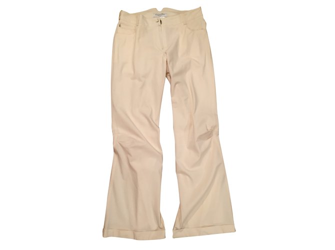 Christian Dior Pants, leggings Cream Viscose  ref.63913