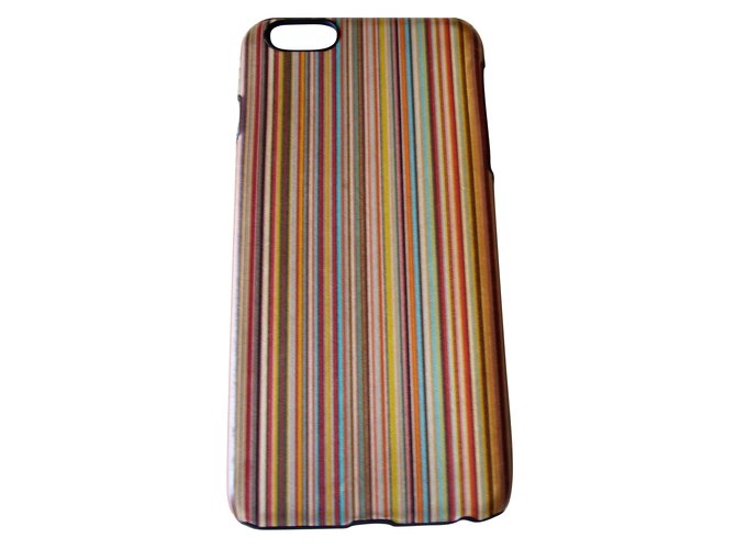 Paul Smith Coque Pour iPhone 6 Plus 'Signature Stripe' En Cuir Multicolore  ref.63932