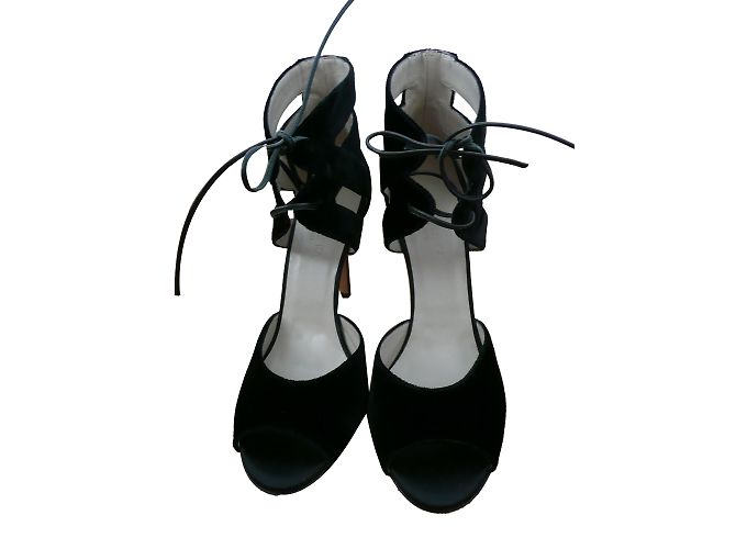 Sandali Paule Ka in pelle e velluto nero