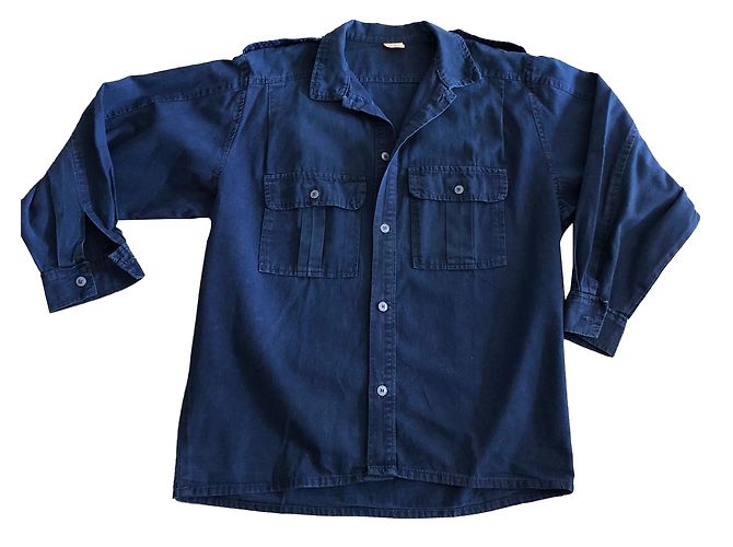 inconnue Camicia in cotone blu indaco