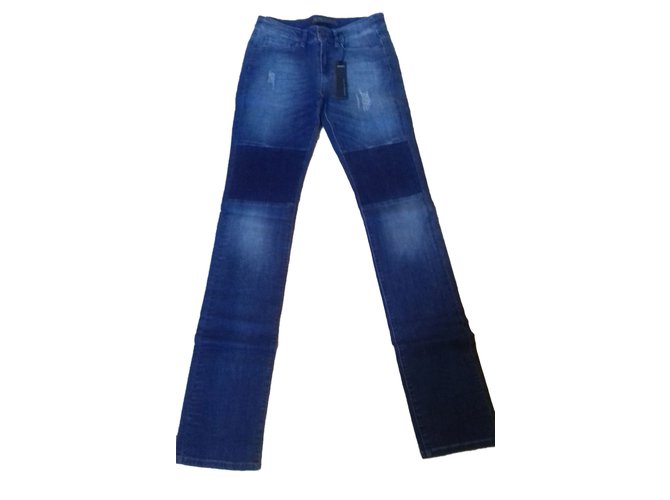 Ikks calça, leggings Azul Algodão  ref.64125