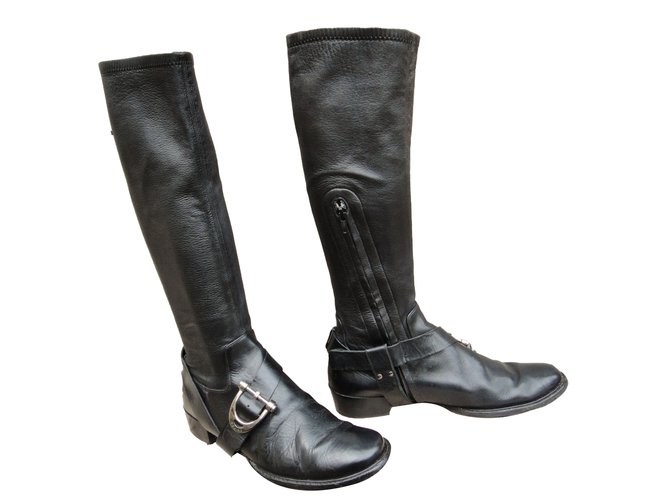 Céline Stiefel Schwarz Leder  ref.64175