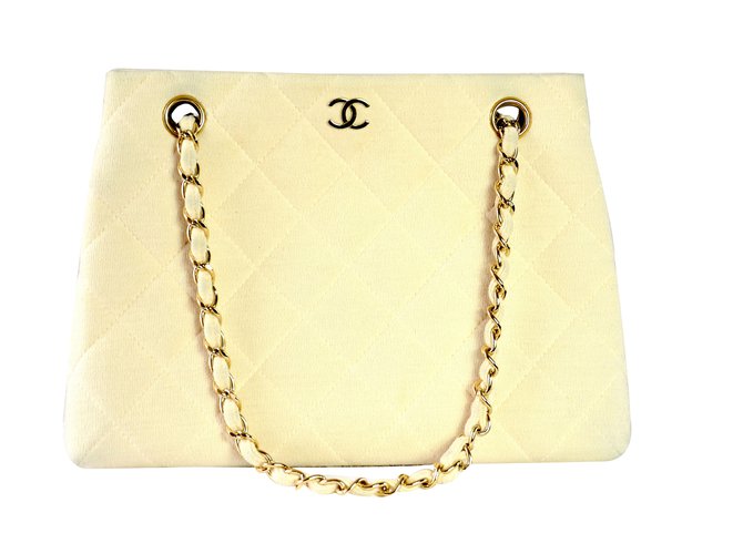 Chanel Handtaschen Beige Tuch  ref.64192