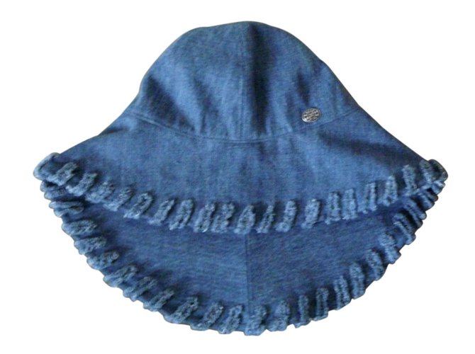 chapeau capeline en Jean's Chanel Neuve Bleu  ref.64206