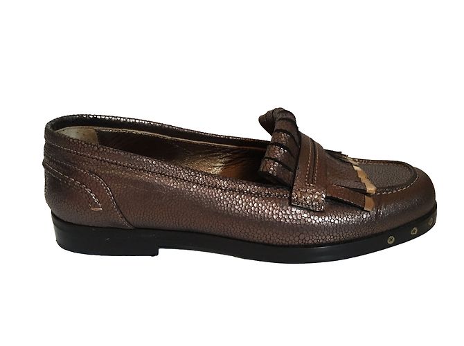 Sapatilhas Lanvin de couro com franjas marrom