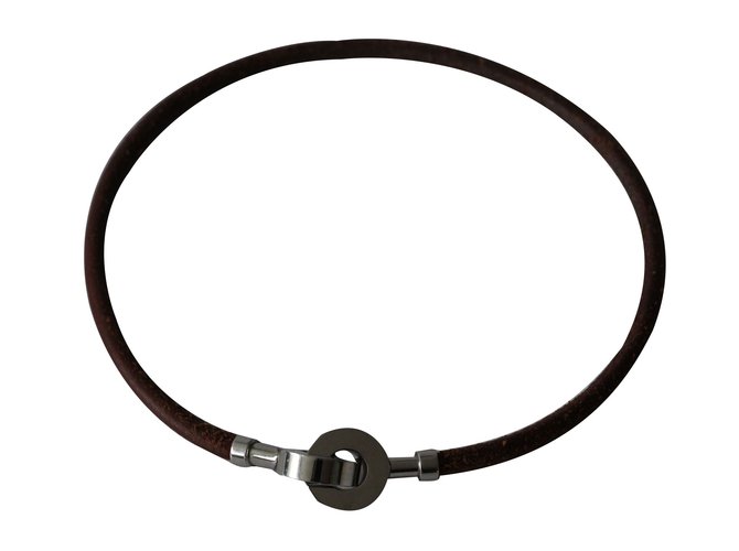 Hermes Brown Leather Choker Necklace Hermes | TLC