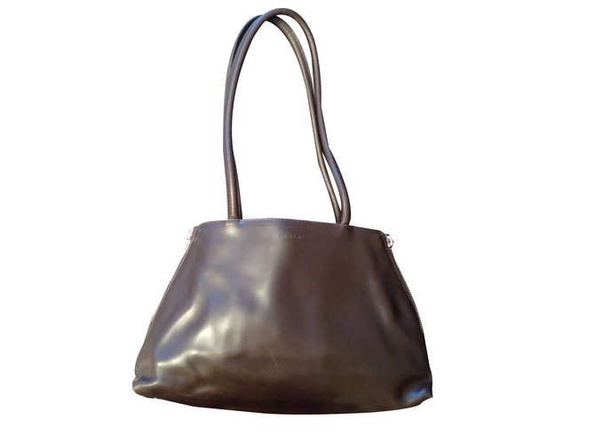 Furla Handbags Orange Dark brown Leather  ref.64237