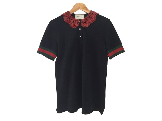 Gucci Tops Navy blue Cotton  ref.64284