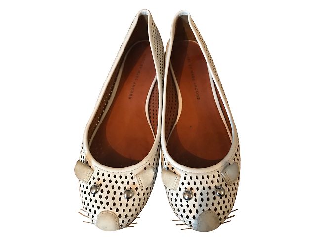 Marc Jacobs Mouse Ballet Flats White Leather 37