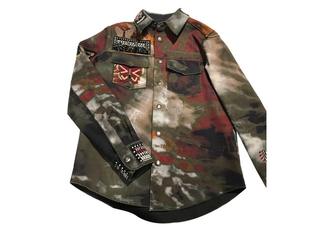 Valentino tie dye jacket in size IT38 Khaki Cotton  ref.64359