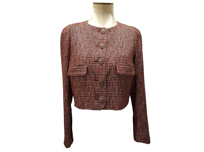 Chanel Tweed Jacke Dunkelrot Bordeaux