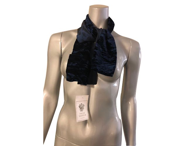 Autre Marque Sciarpa Paule Vasseur in velluto e taffetà blu navy