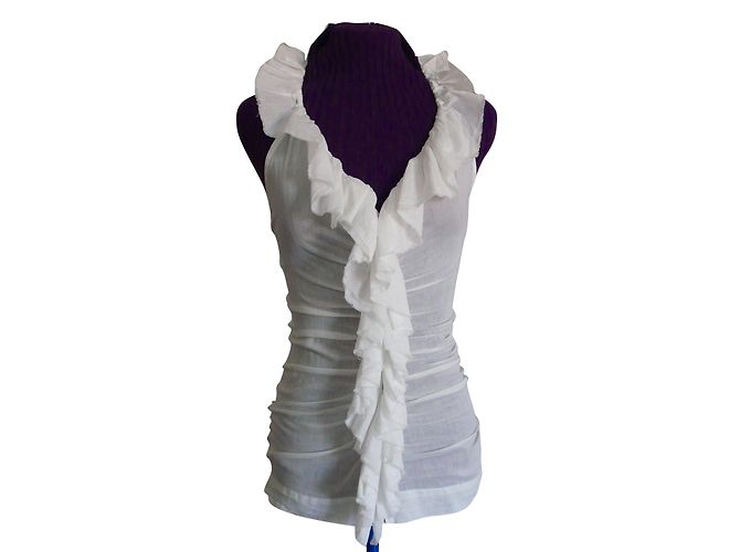 Autre Marque Top Branco de Algodão com Costas Nuas