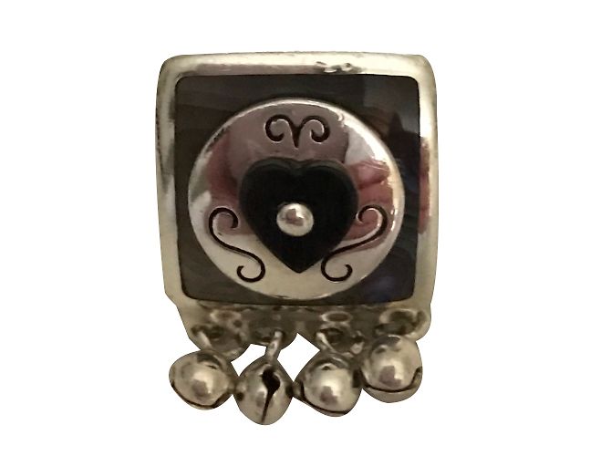 Autre Marque Anello Reminiscence in Argento con Madreperla e Cuore in Ebano