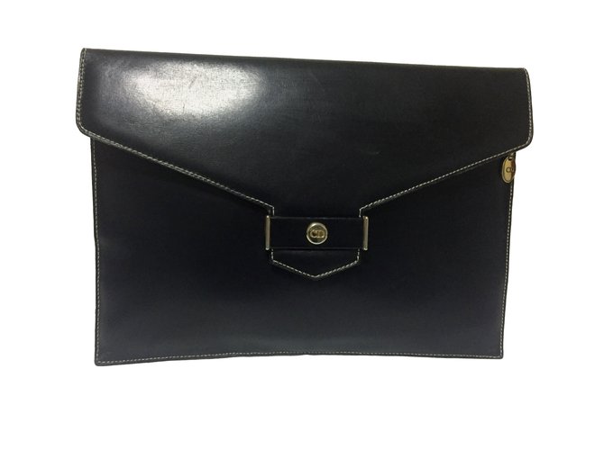 Dior Clutch bags Black Leather  ref.64480