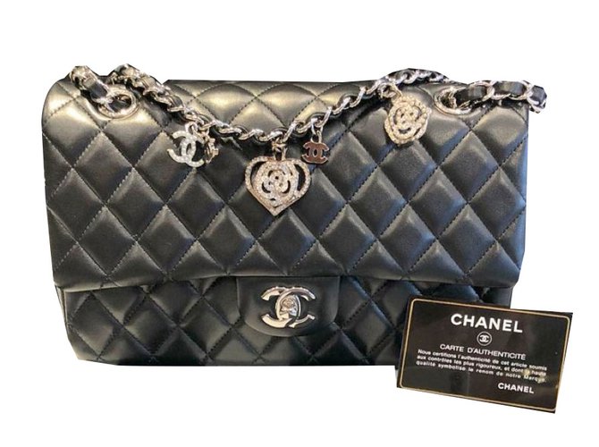 Classique Chanel Timeless Cuir Noir  ref.64494