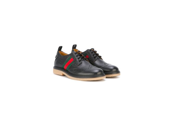Gucci Chaussures à lacets Cuir Noir  ref.64518