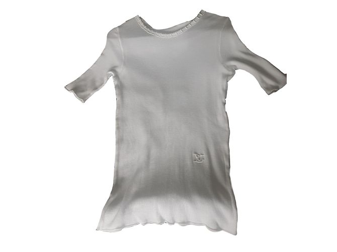 Louis Vuitton T-Shirt weiß aus Baumwolle mit Perlen Logo