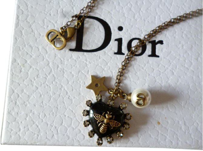 Dior Colares Preto Metal  ref.64554