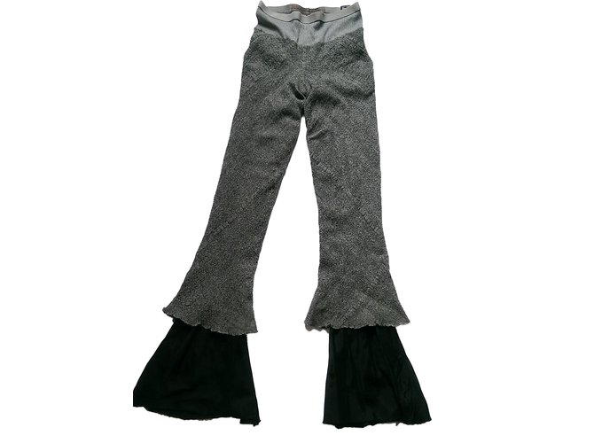Rick Owens Pants, leggings Black Grey Cotton Wool Polyamide  ref.64569