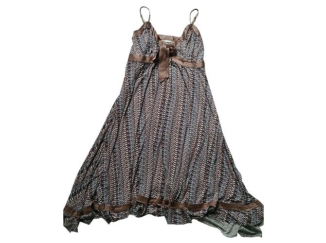 Vestido Maje sem mangas de seda e viscose Multicor