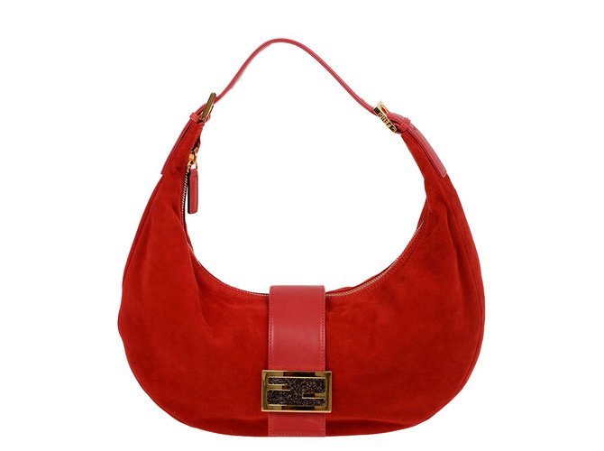 Fendi suede new bag Red Leather  ref.64582