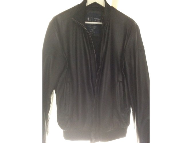 Armani Jeans Blazers Jackets Black Leather  ref.64634