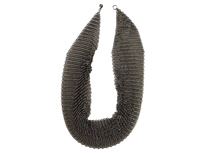 Autre Marque Scarf necklace - stainless steel chainmail NEW Silvery  ref.64639