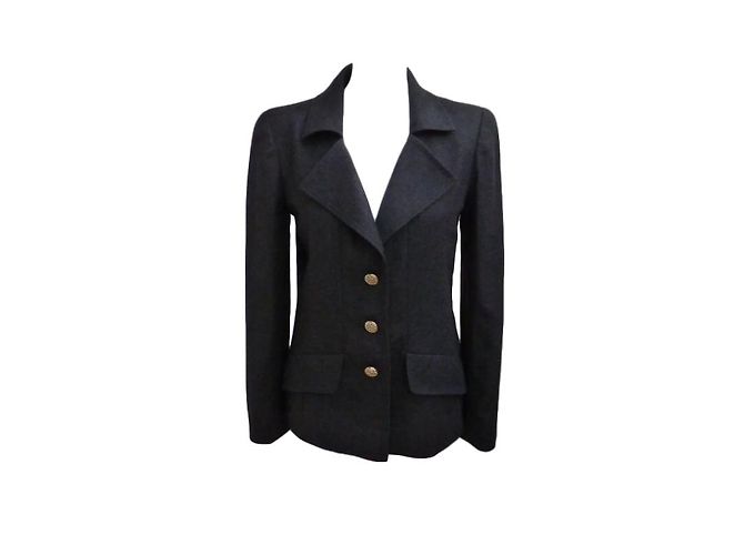 Chanel Jacke aus Wolle und Kaschmir Grau