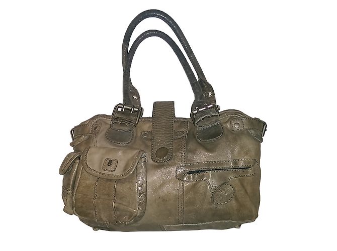 Bolsa de mão Berenice em couro cáqui Caqui