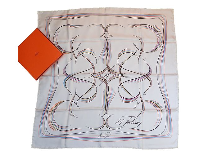 Hermès 24 Faubourg Seidentuch Weiß