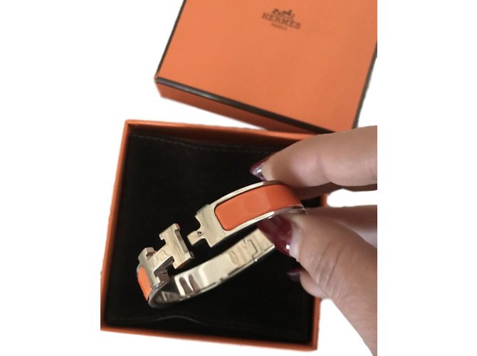 Hermès Bracciali Arancione Placcato argento  ref.64681