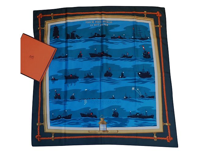 Hermès Feux de Route Aperçus la Nuit Blu Verde Seta