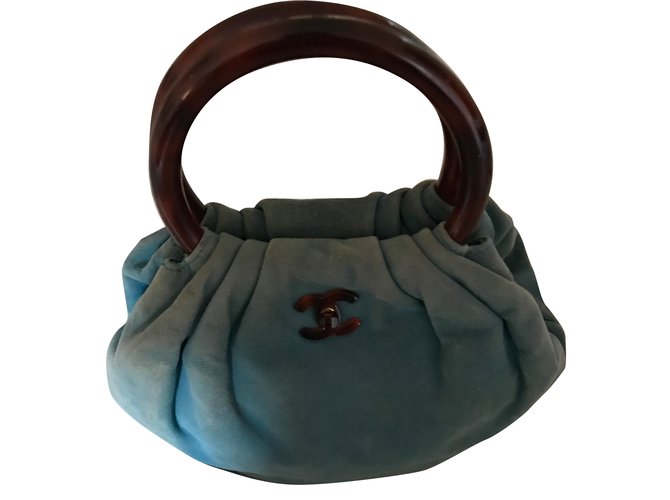 Chanel Handtaschen Blau Wildleder  ref.64734