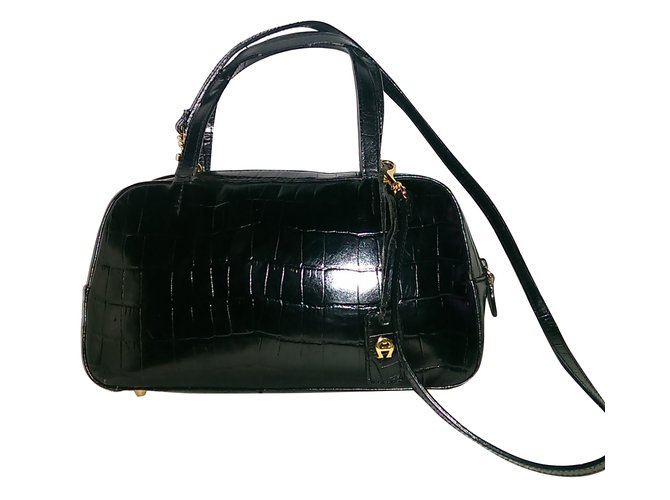 Autre Marque Bolsa Etienne Aigner Preto Couro ref.64749 Joli Closet