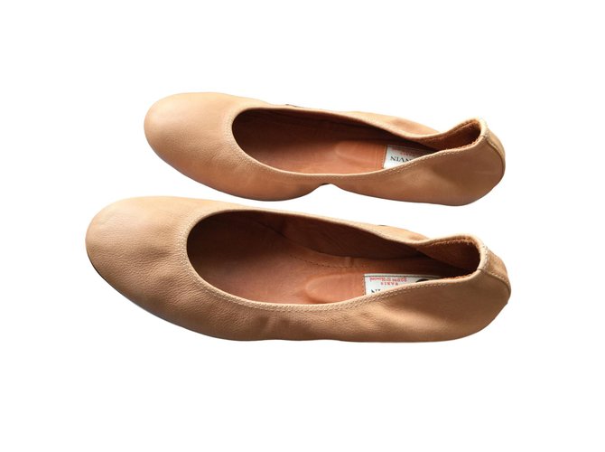 Lanvin Ballerines Cuir Beige  ref.64782