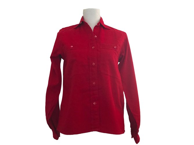 Yves Saint Laurent Tops Red Cotton Wool  ref.64798