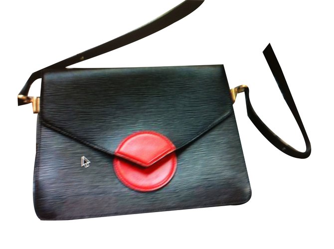 Louis Vuitton Handbag Black Red Leather  ref.64831