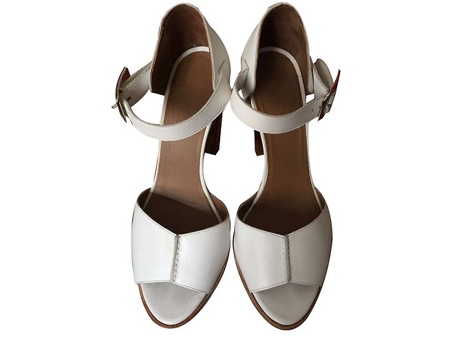 Hermès Sandals White Leather 38