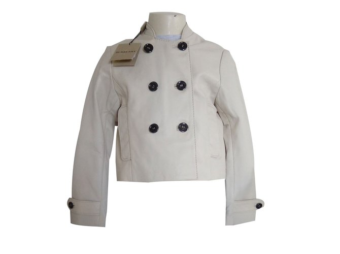 Burberry Girl Coats outerwear Beige Leather  ref.64851