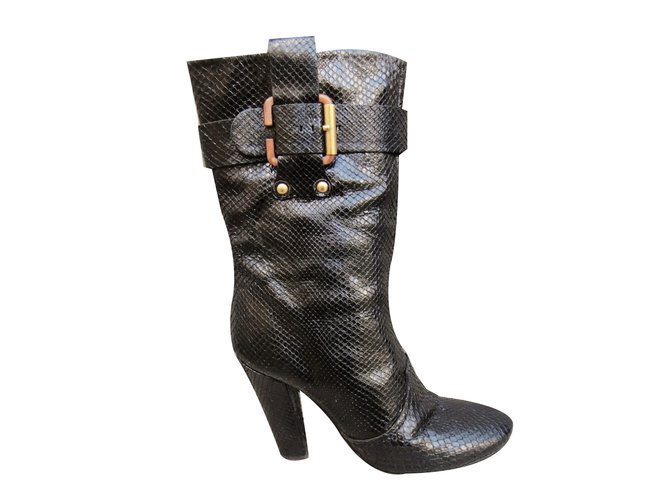 Chloé Stiefeletten aus Python Schwarz 