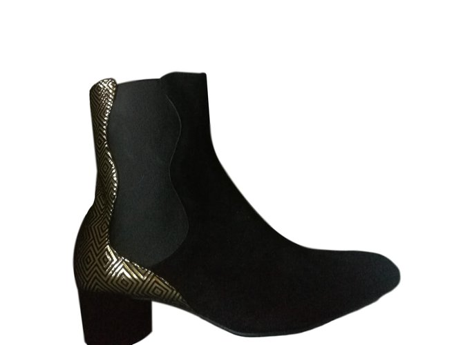 Mellow Yellow Ankle Boots Black Golden  ref.64874