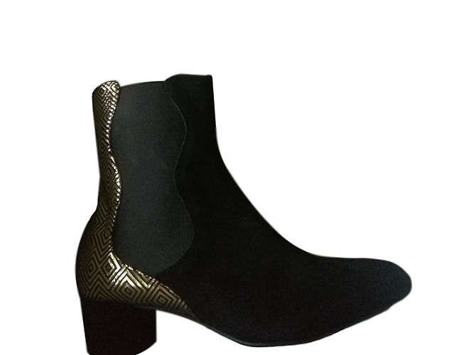 Botas de Tornozelo Mellow Yellow Preto Dourado
