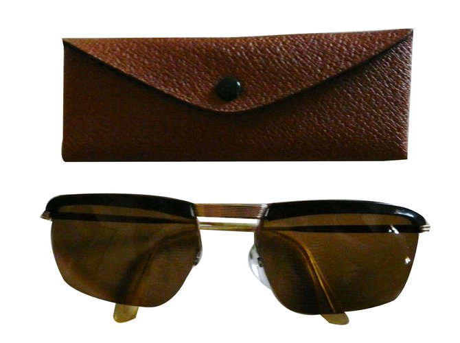 Autre Marque Sunglasses Brown Black Golden Plastic Gold-plated  ref.64894