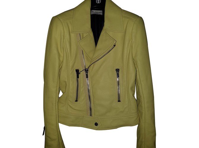 Balenciaga Biker jackets Yellow Lambskin  ref.64905