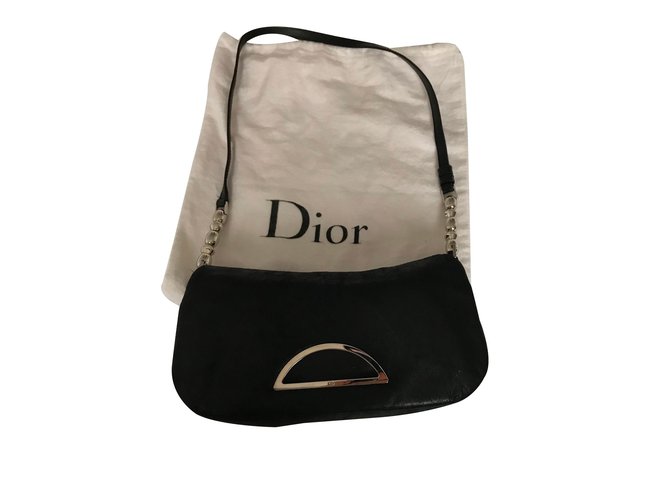 Christian Dior Borse Nero Agnello Pelle  ref.64944