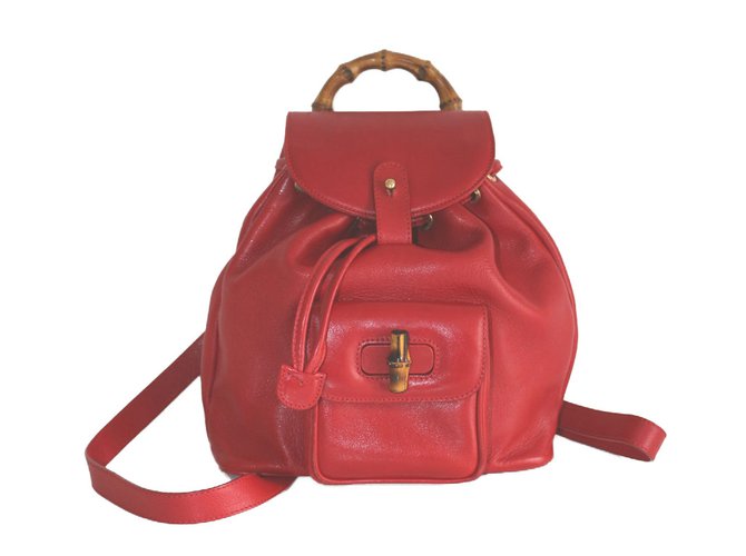 Gucci Bamboo Red Leather  ref.64973